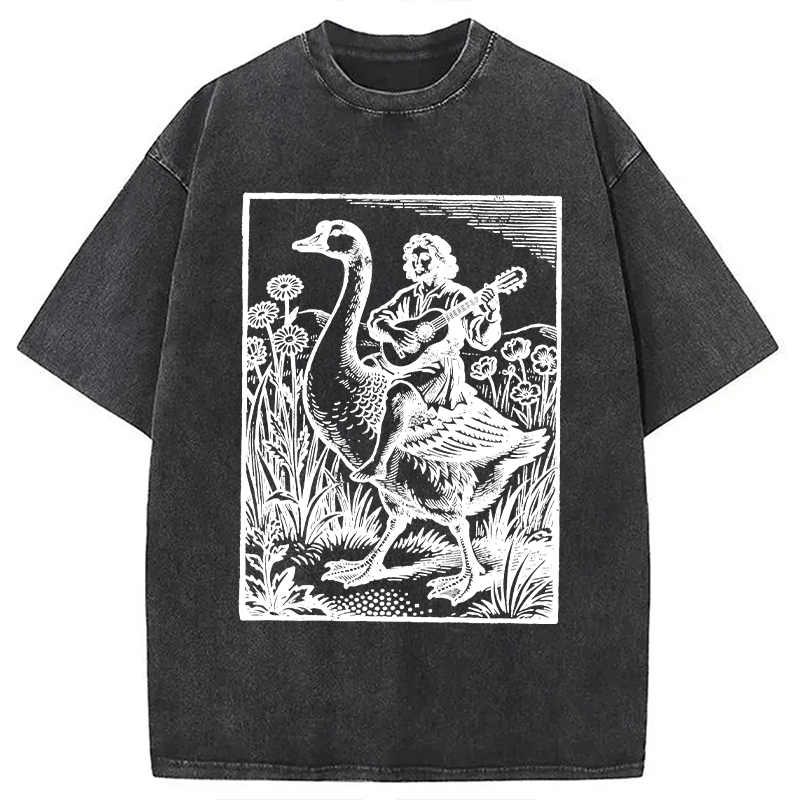 Modecanvas Medieval Bard Goose DTG Printing Washed T-Shirt