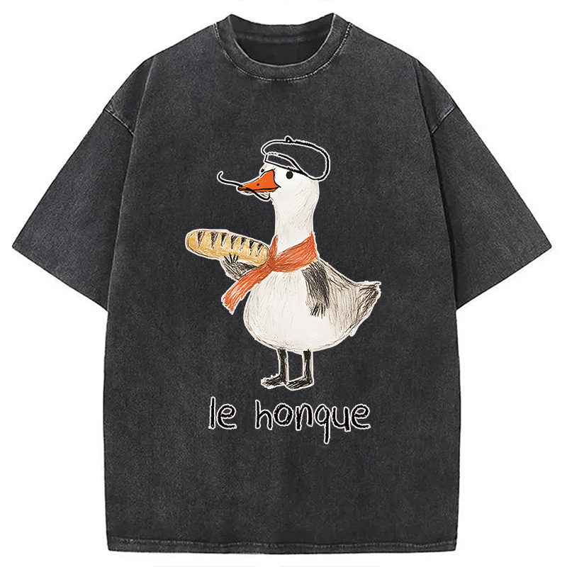 Modecanvas Funny French Goose DTG Printing Washed T-Shirt