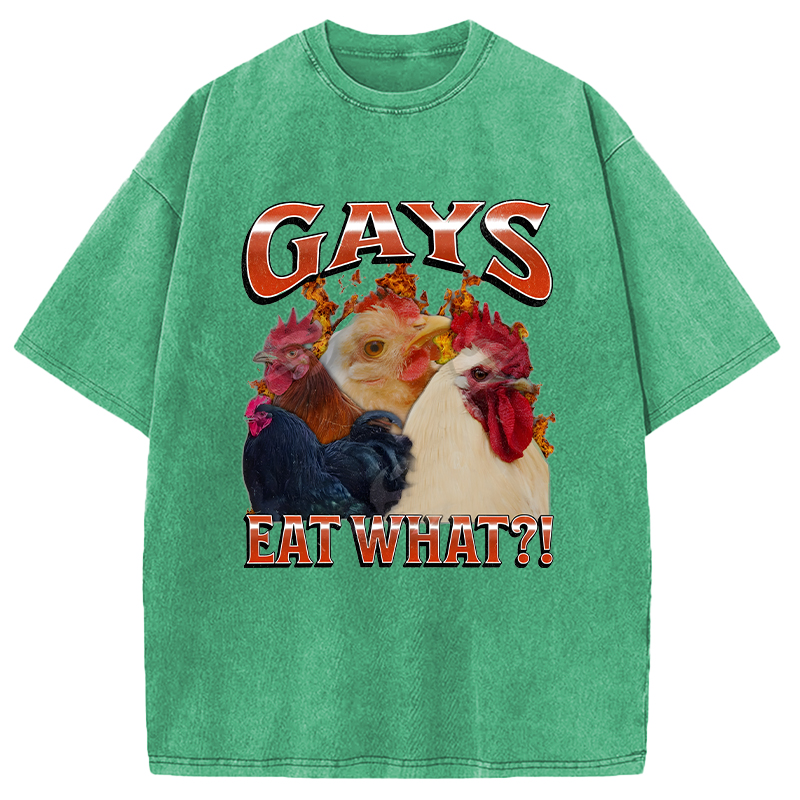 Modecanvas Gays Eat What?! DTG Printing Washed T-Shirt