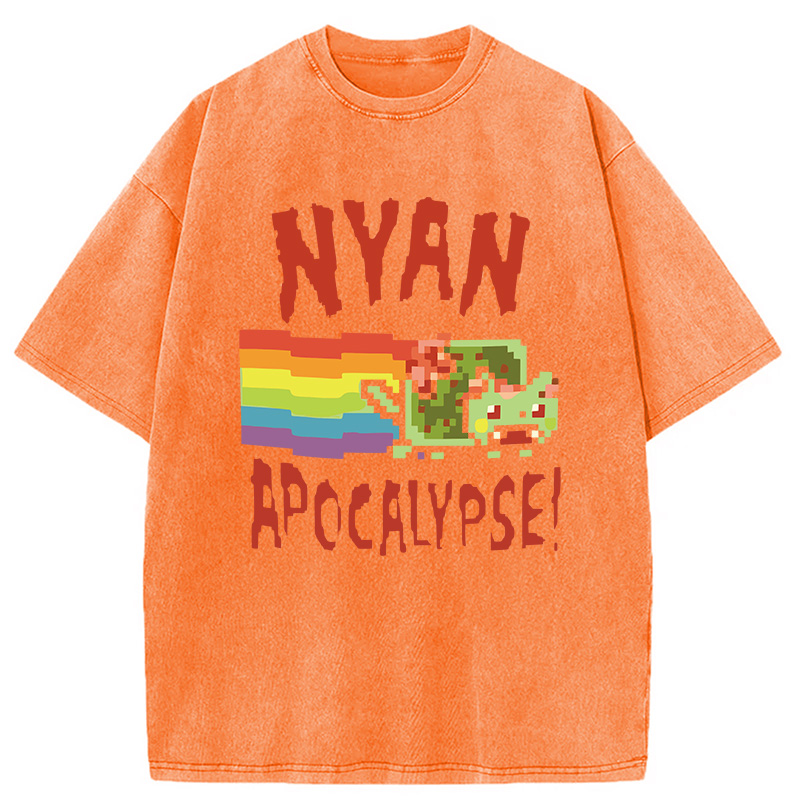 Modecanvas Nyan Apocalypse DTG Printing Washed T-Shirt