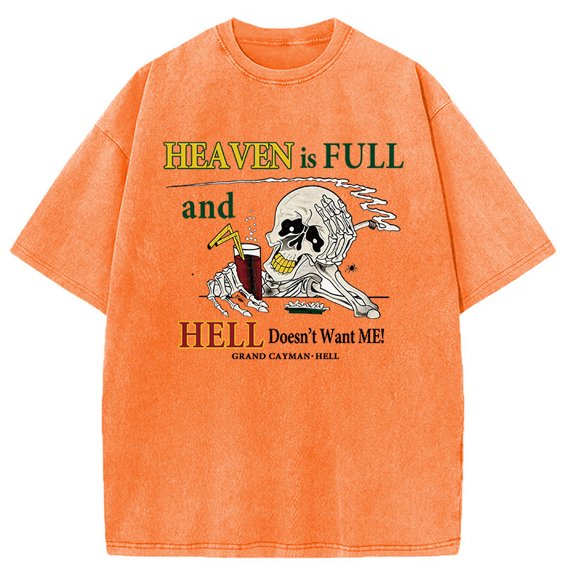 Modecanvas Heaven Is Full DTG Printing Washed T-Shirt