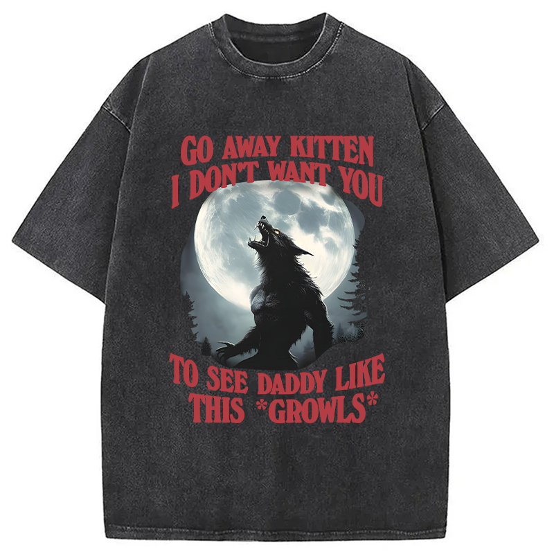 Modecanvas Go Away Kitten DTG Printing Washed T-Shirt