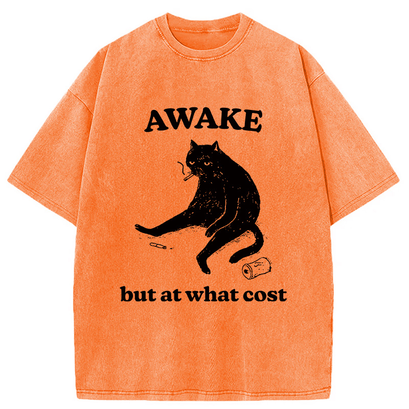 Modecanvas Decadent Smoking Cat Washed T-Shirt-modecanvas