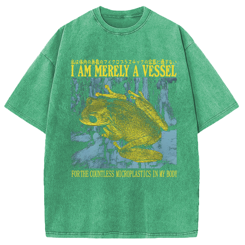 Modecanvas Funny Vintage Japanese Frog Washed T-Shirt-modecanvas