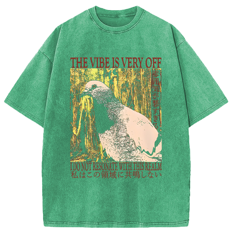 Modecanvas The Vibe is Very Off Washed T-Shirt-modecanvas