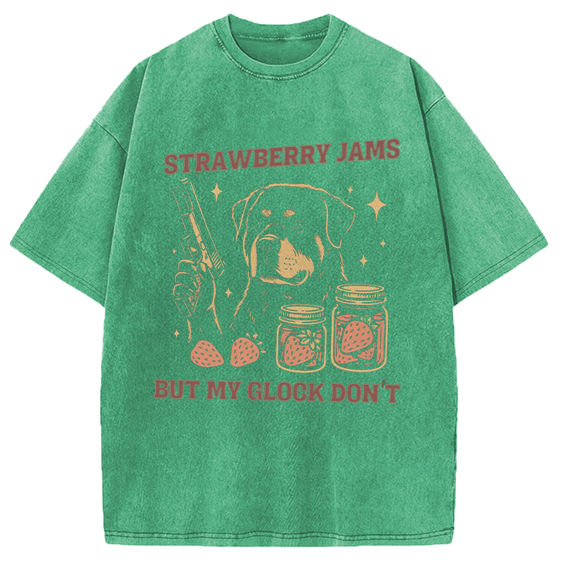 Modecanvas Strawberry Jams Dog Washed T-Shirt-modecanvas