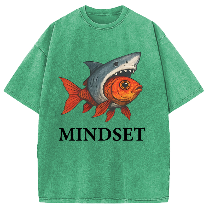 Modecanvas Goldfish Shark Mindset DTG Printing Washed T-Shirt