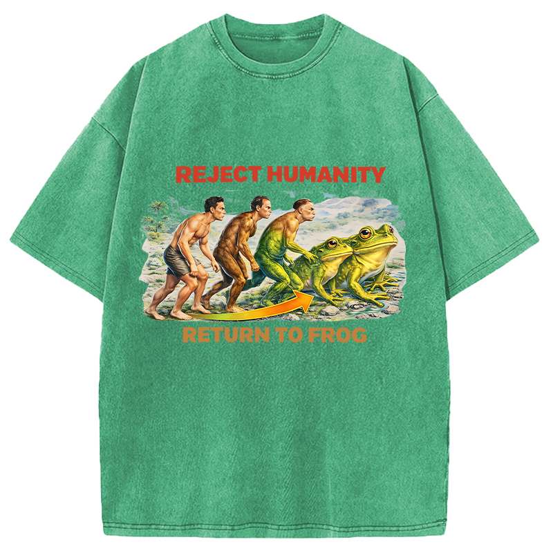 Modecanvas Reject Humanity Return To Frog Funny Meme DTG Printing Washed T-Shirt