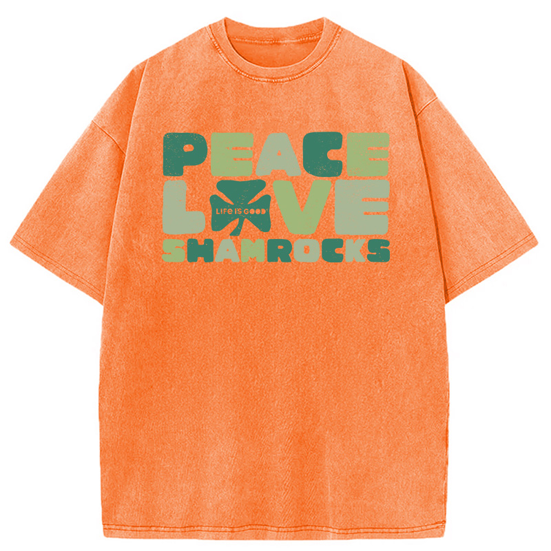 Modecanvas Peace Love Shamrocks DTG Printing Washed T-Shirt