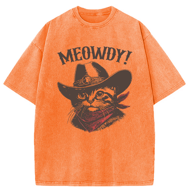 Modecanvas Meowdy Cowboy Cat DTG Printing Washed T-Shirt