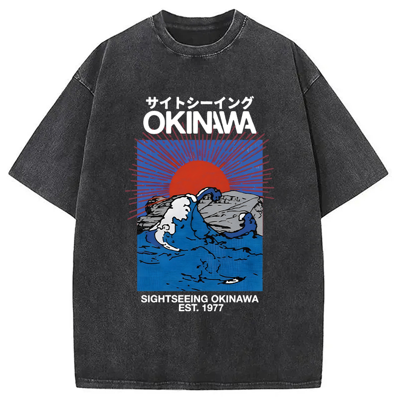 Modecanvas Sightseeing Okinawa DTG Printing Washed T-Shirt