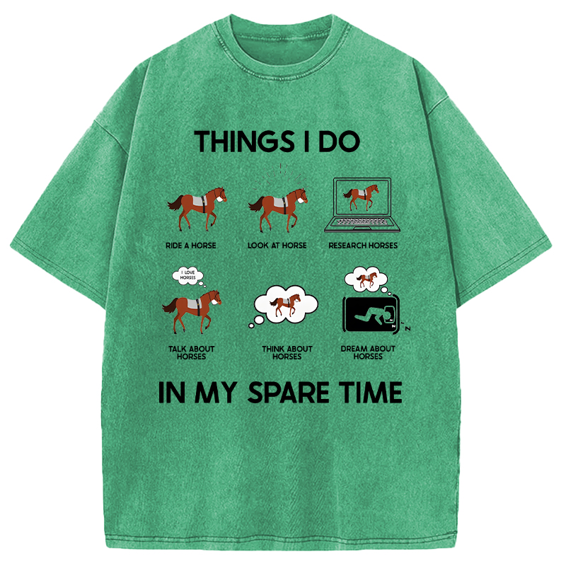 Modecanvas Funny Horse Meme DTG Printing Washed T-Shirt