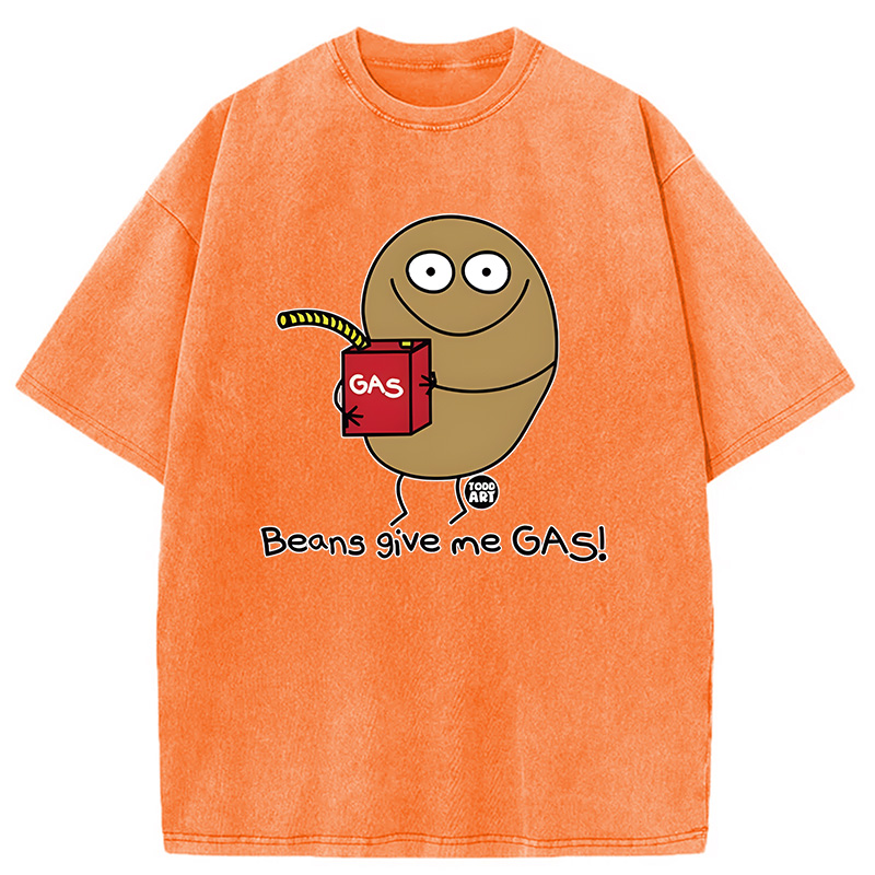 Modecanvas Beans Give Me Gas DTG Printing Washed T-Shirt