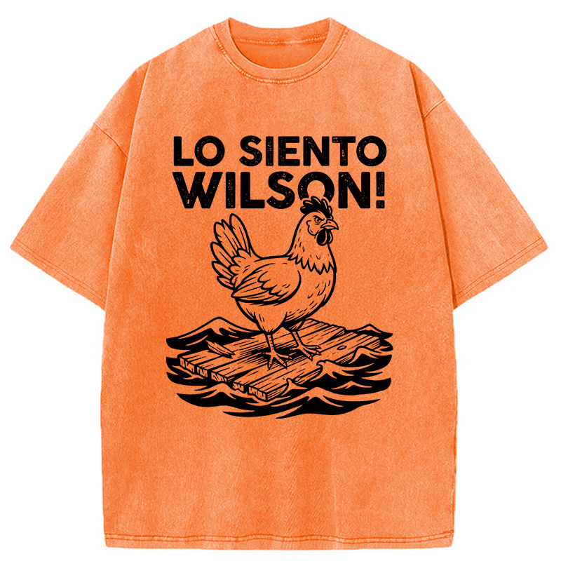 Modecanvas Lo Siento Wilson Chicken Meme DTG Printing Washed T-Shirt