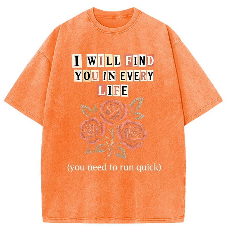 Modecanvas Funny Threat Roses DTG Printing Washed T-Shirt