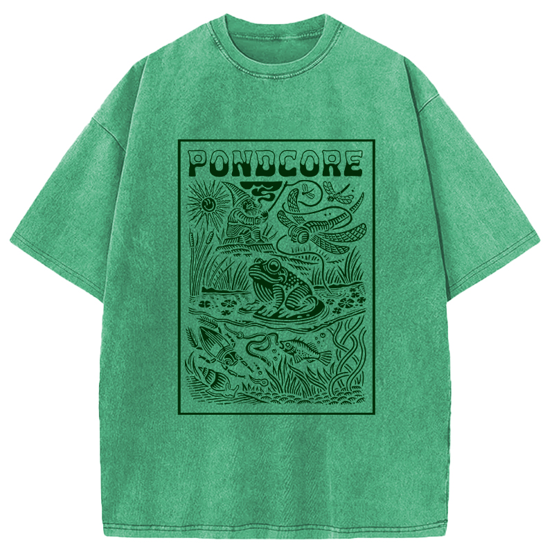 Modecanvas Pondcore Frog DTG Printing Washed T-Shirt