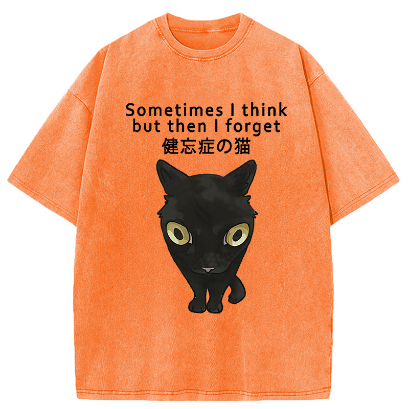 Modecanvas Amnesiac Cat Washed T-Shirt-modecanvas
