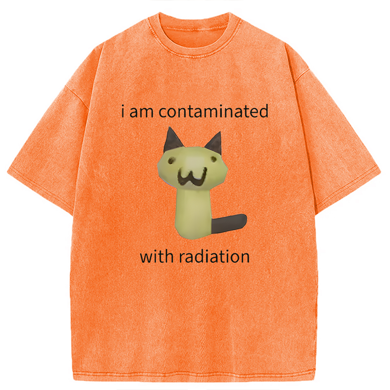 Modecanvas Radioactive Cat Meme DTG Printing Washed T-Shirt