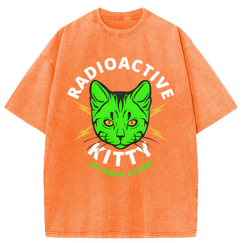 Modecanvas Radioactive Kitty DTG Printing Washed T-Shirt