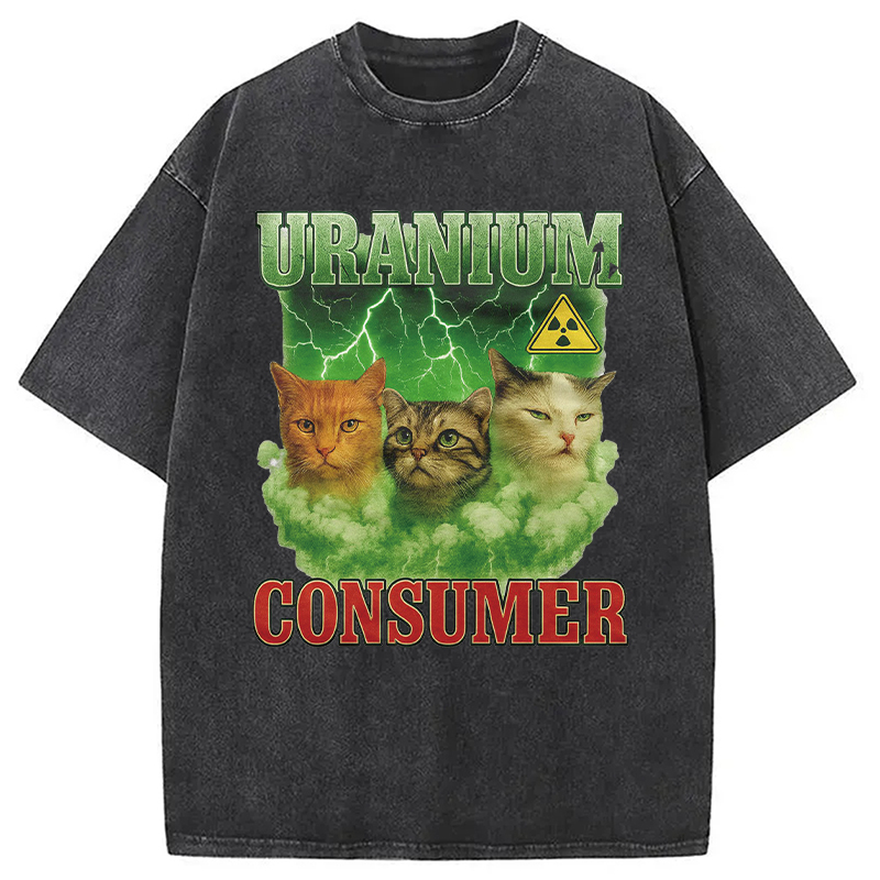 Modecanvas Uranium Consumer Cat DTG Printing Washed T-Shirt