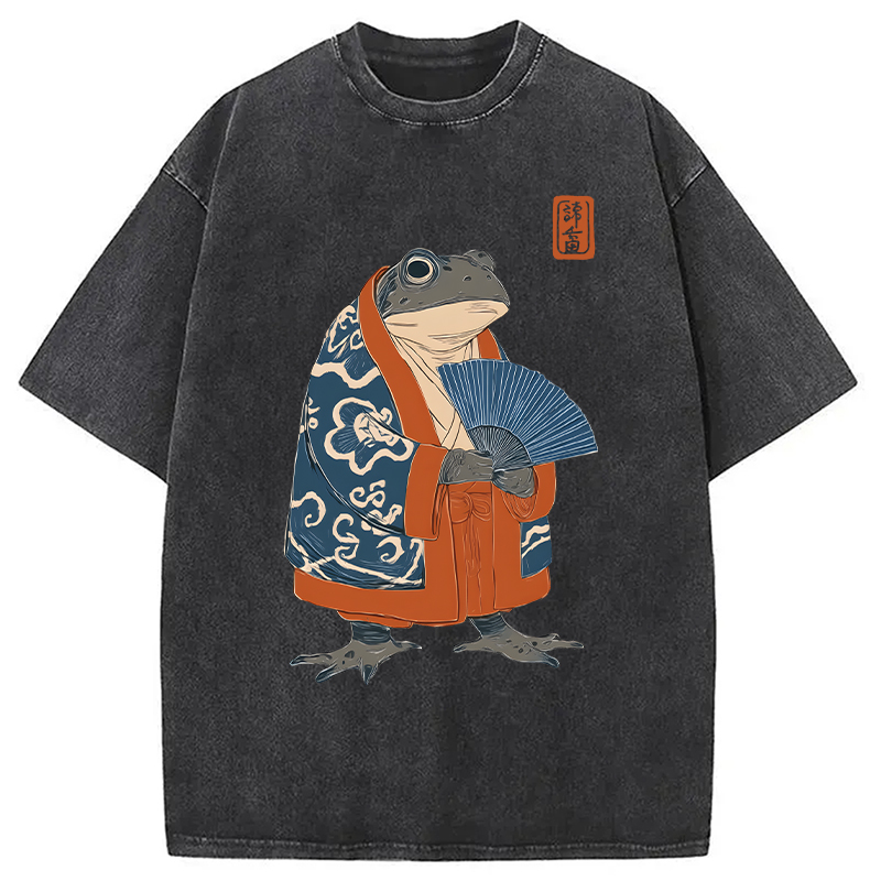 Modecanvas Frog Kimono DTG Printing Washed T-Shirt