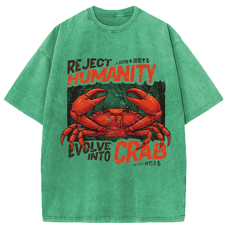 Modecanvas Horror Crab DTG Printing Washed T-Shirt