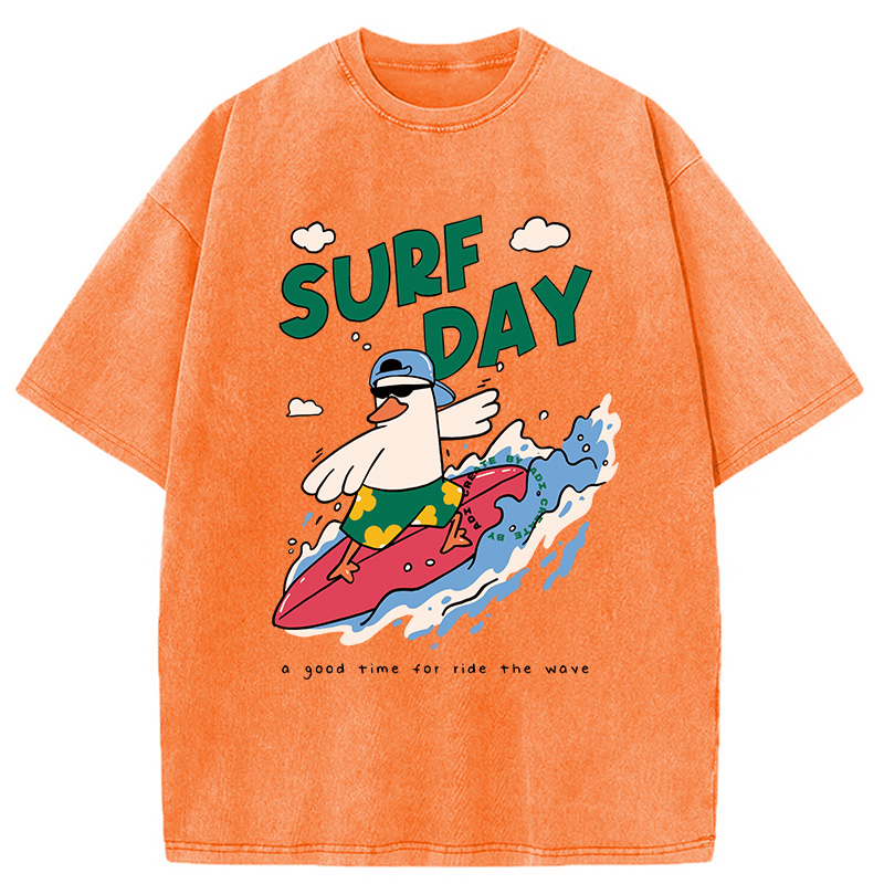 Modecanvas Surfing Duck DTG Printing Washed T-Shirt