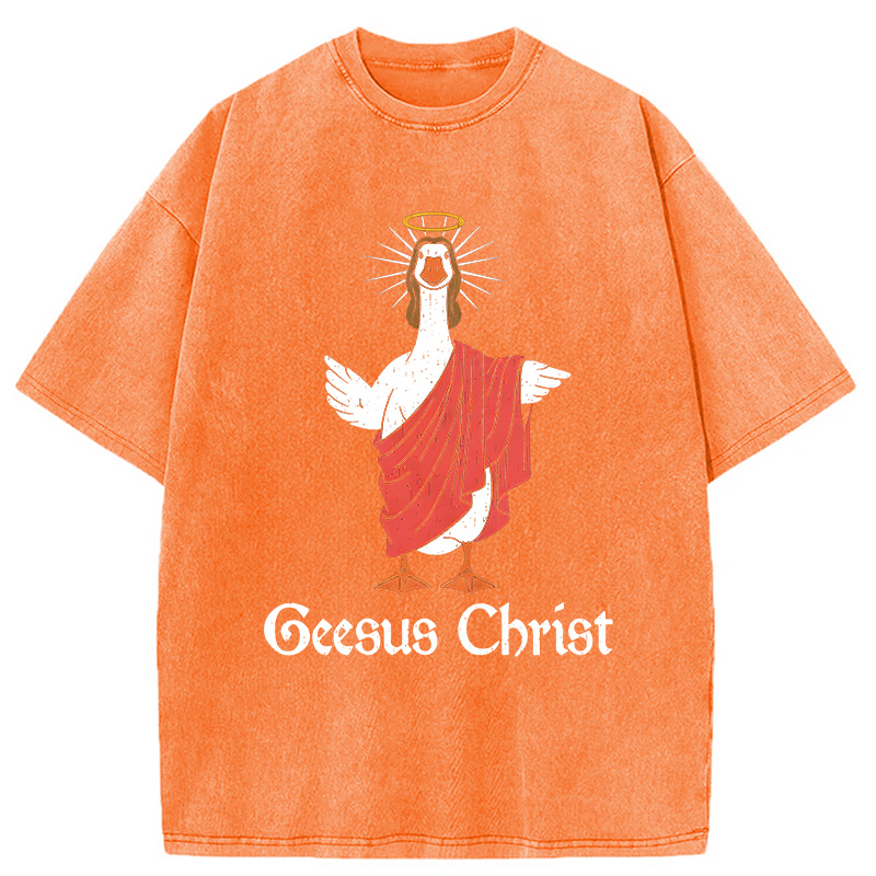 Modecanvas Geesus Christ Funny DTG Printing Washed T-Shirt