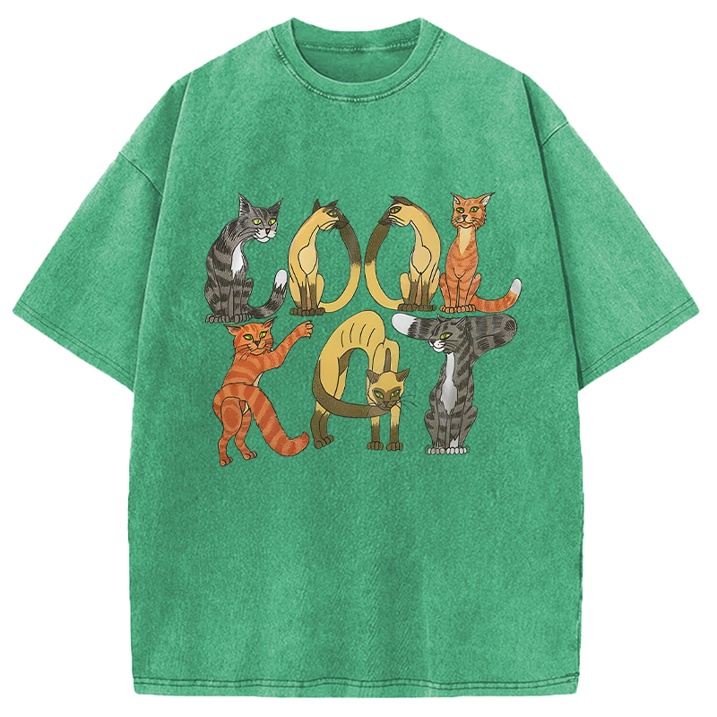 Modecanvas Cool Cat DTG Printing Washed T-Shirt
