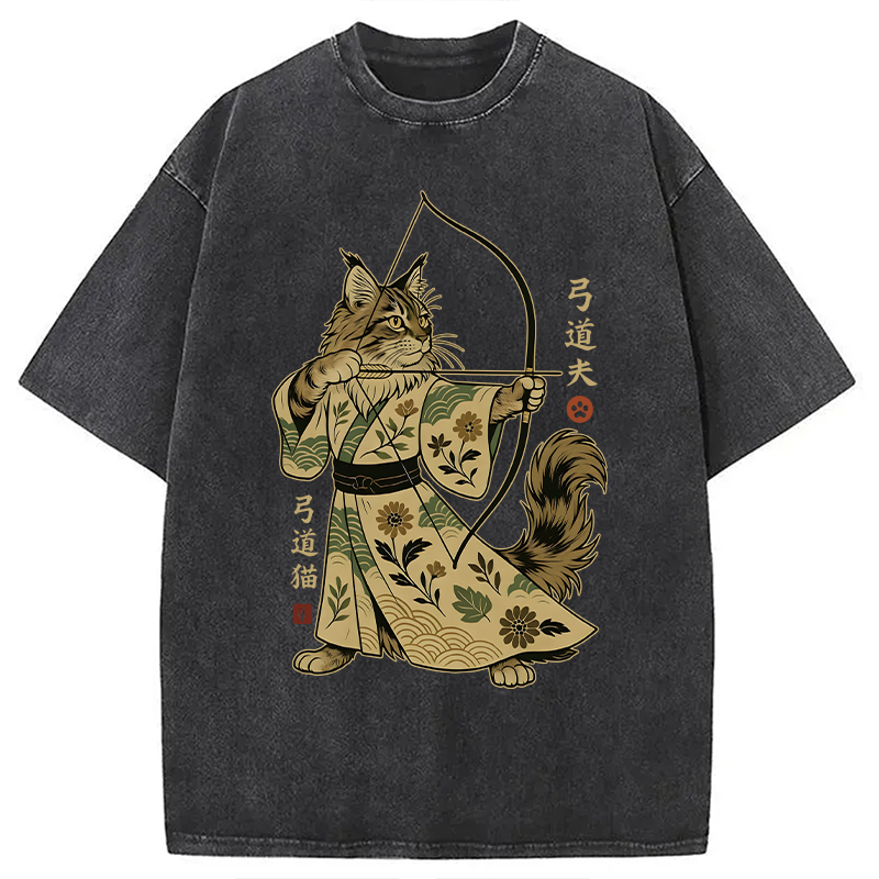 Modecanvas Archer Cat DTG Printing Washed T-Shirt