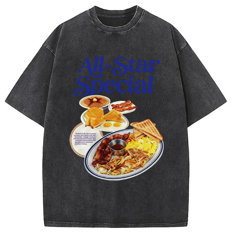 Modecanvas All-Star Special Breakfast DTG Printing Washed T-Shirt