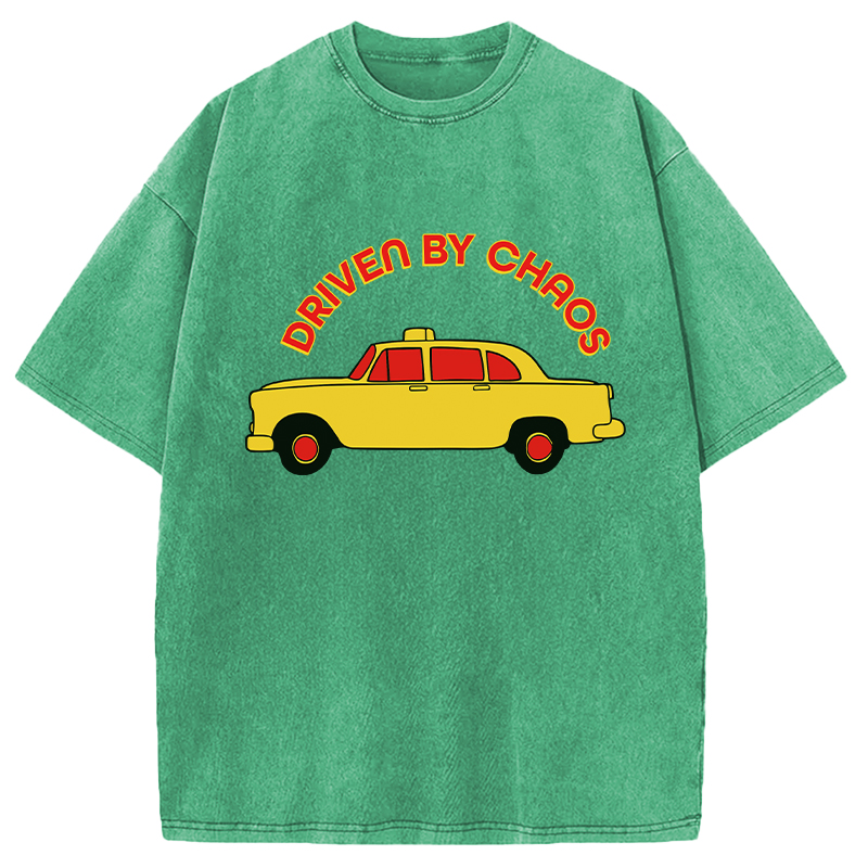 Modecanvas Vintage Taxi Pop Art DTG Printing Washed T-Shirt