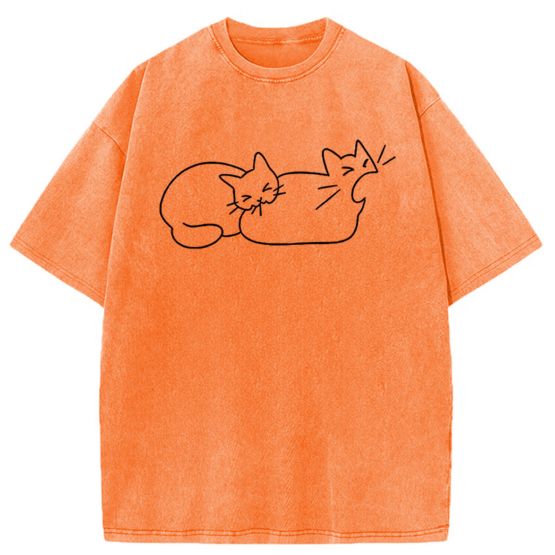 Modecanvas Cat Bites Cat DTG Printing Washed T-Shirt