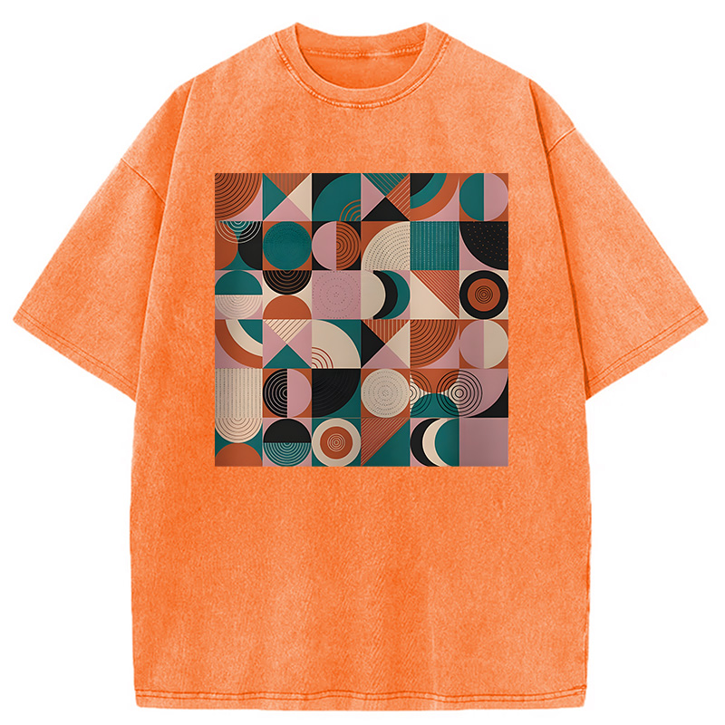 Modecanvas Abstract Geometric Art DTG Printing Washed T-Shirt