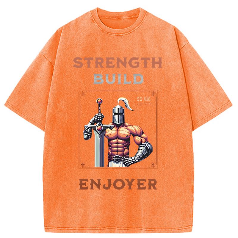 Modecanvas Strength Build Enjoyer Dank Souls Meme DTG Printing Washed T-Shirt