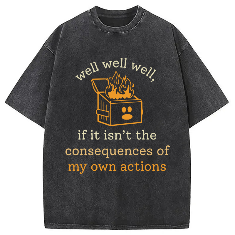 Modecanvas Dumpster Fire Self-Deprecating Humor DTG Printing Washed T-Shirt