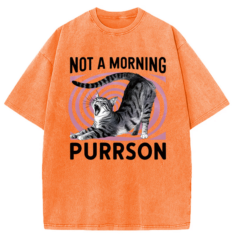 Modecanvas Not A Morning Purrrson Cat DTG Printing Washed T-Shirt