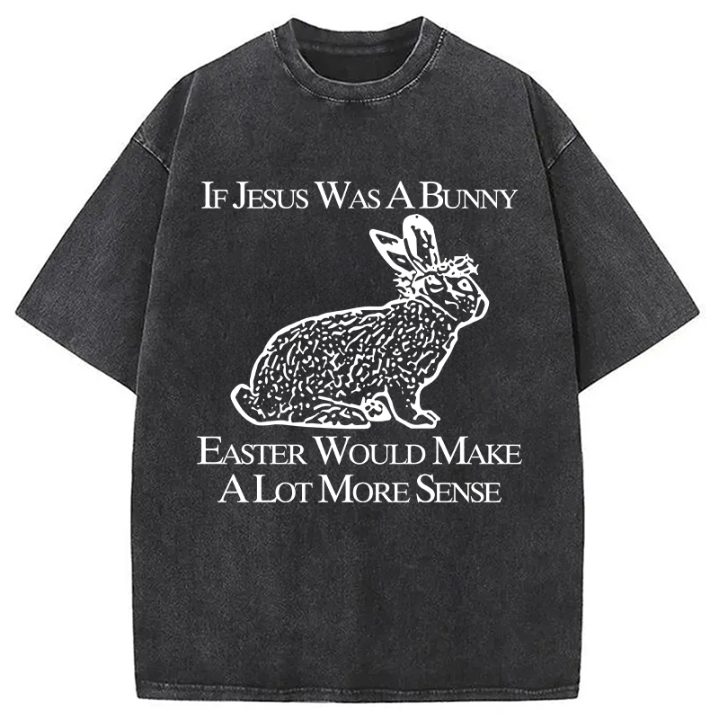 Modecanvas If Jesus Was A Bunny Easter Would Make A Lot More Sense DTG Printing Washed T-Shirt