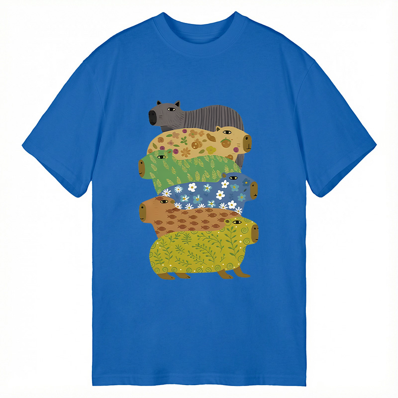 Modecanvas Colorful Capybaras DTG Printing Classic T-Shirt-modecanvas