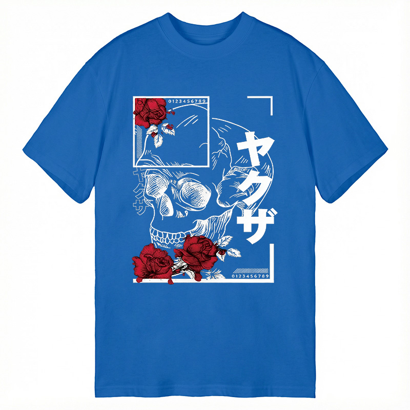 Modecanvas Skull Red Roses DTG Printing Classic T-Shirt-modecanvas