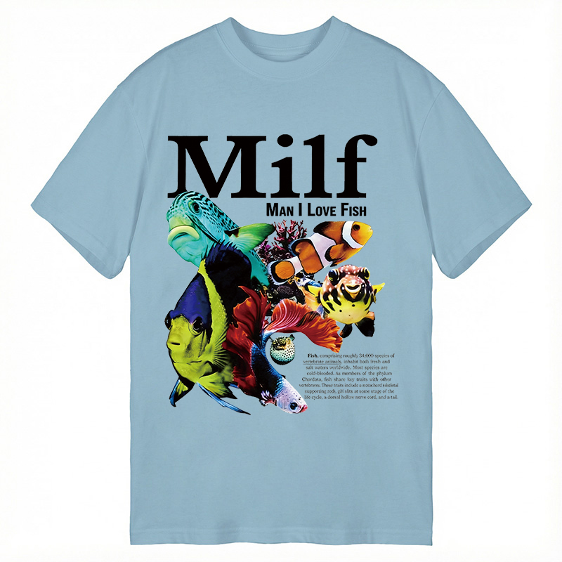 Modecanvas Man I Love Fish Vintage Meme DTG Printing Classic T-Shirt-modecanvas
