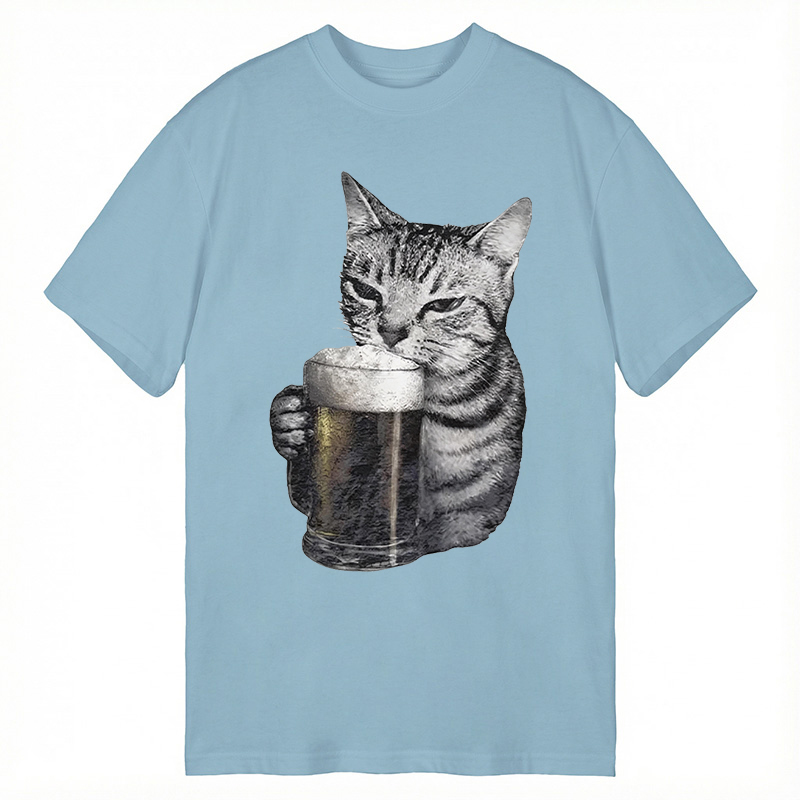 Modecanvas Cheers With The Cat DTG Printing Classic T-Shirt-modecanvas