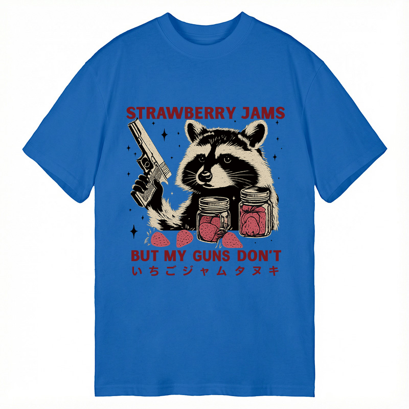 Modecanvas Strawberry Jams Funny Raccoon DTG Printing Classic T-Shirt-modecanvas