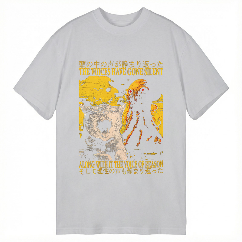 Modecanvas The Voices Have Gone Silent Cat Funny DTG Printing Classic T-Shirt-modecanvas