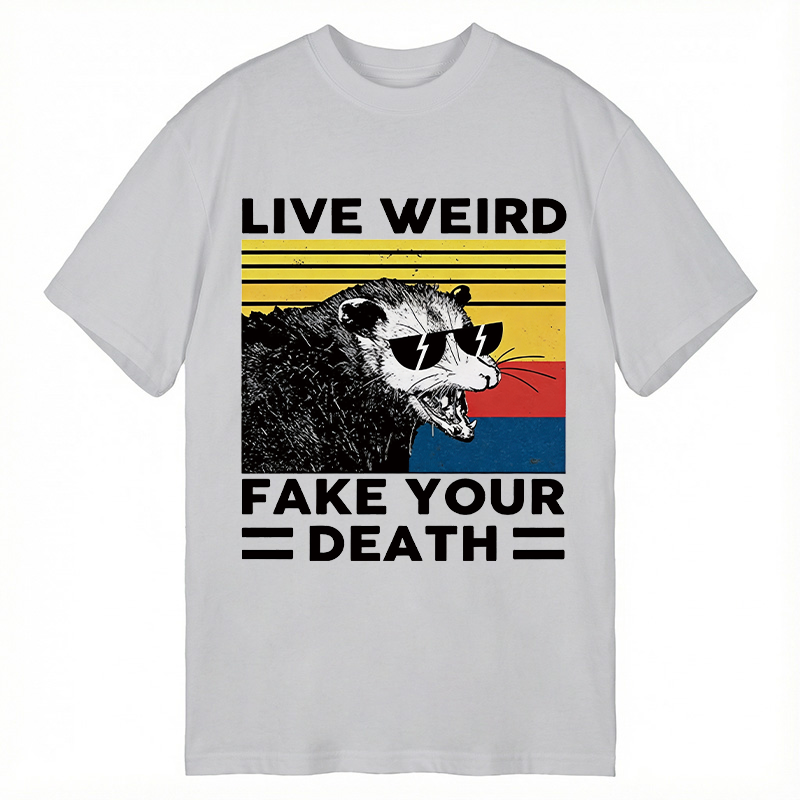 Modecanvas Live Weird Fake Your Death Possum DTG Printing Classic T-Shirt-modecanvas