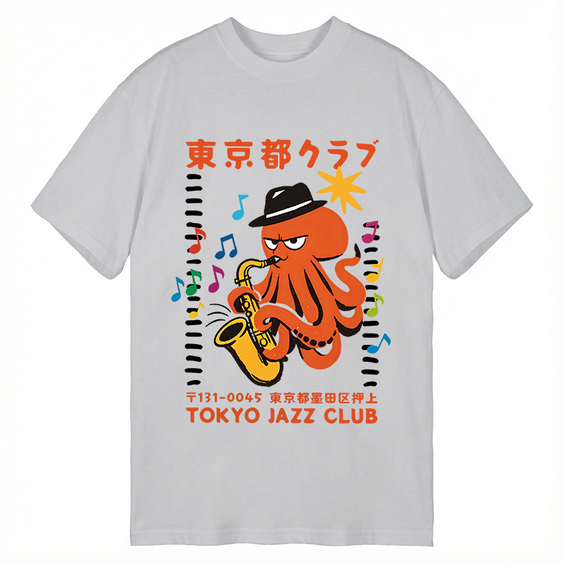 Modecanvas Japanese Octopus In Band DTG Printing Classic T-Shirt-modecanvas
