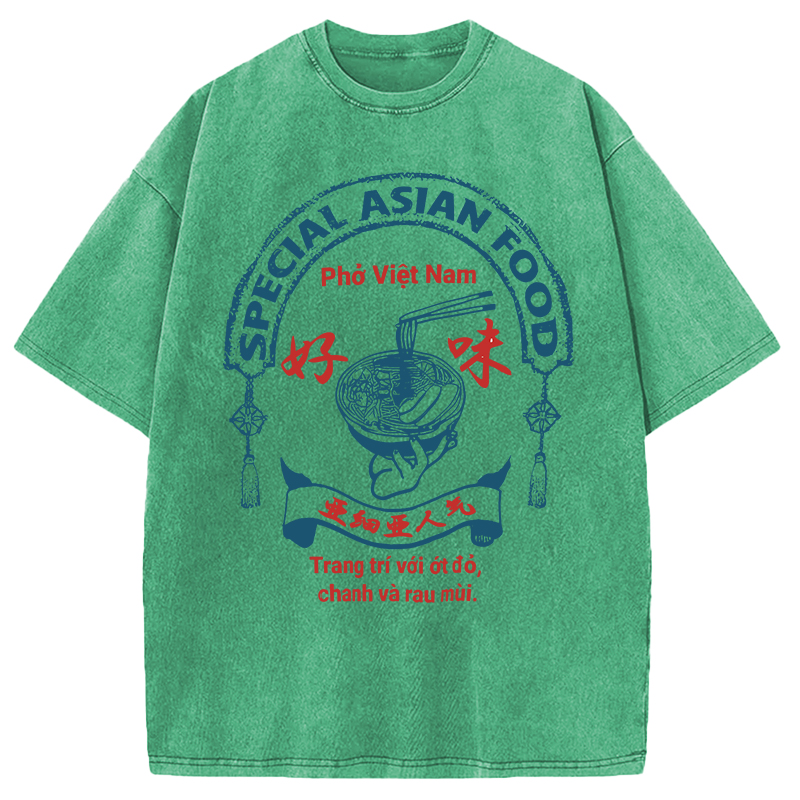 Modecanvas Special Asian Food DTG Printing Washed T-Shirt
