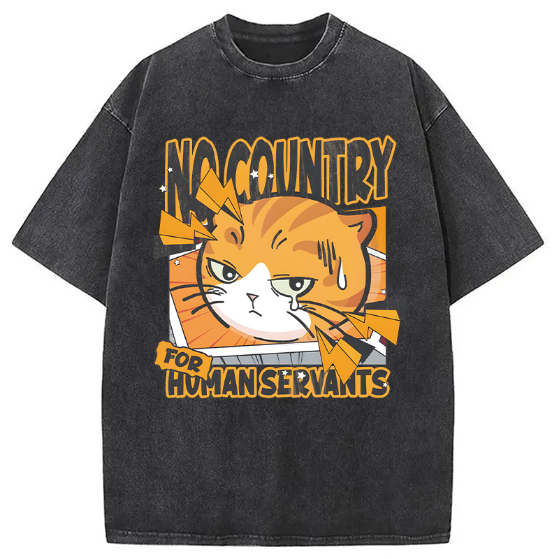 Modecanvas No Country For Human Servants DTG Printing Washed T-Shirt