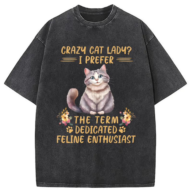 Modecanvas Funny Sarcastic Cat Lady DTG Printing Washed T-Shirt