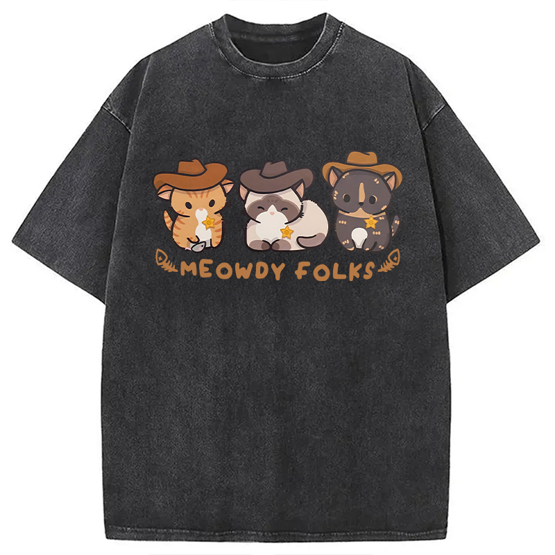Modecanvas Meowdy Folks DTG Printing Washed T-Shirt